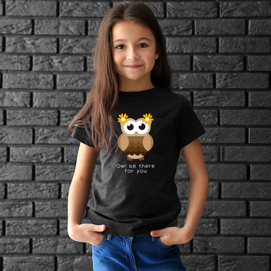 Girls Graphic Printed T-shirt- Black