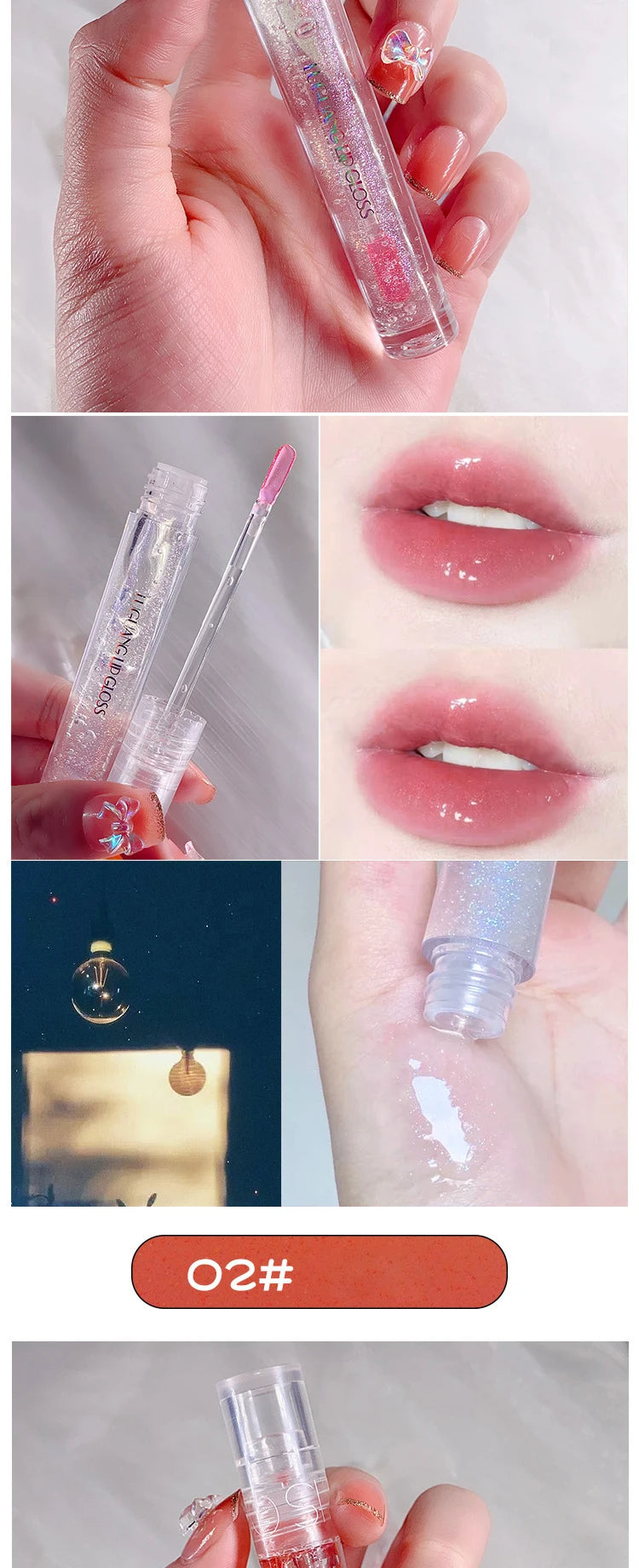 Glitter Base Transparent Lip Gloss (Set of 6 colors)