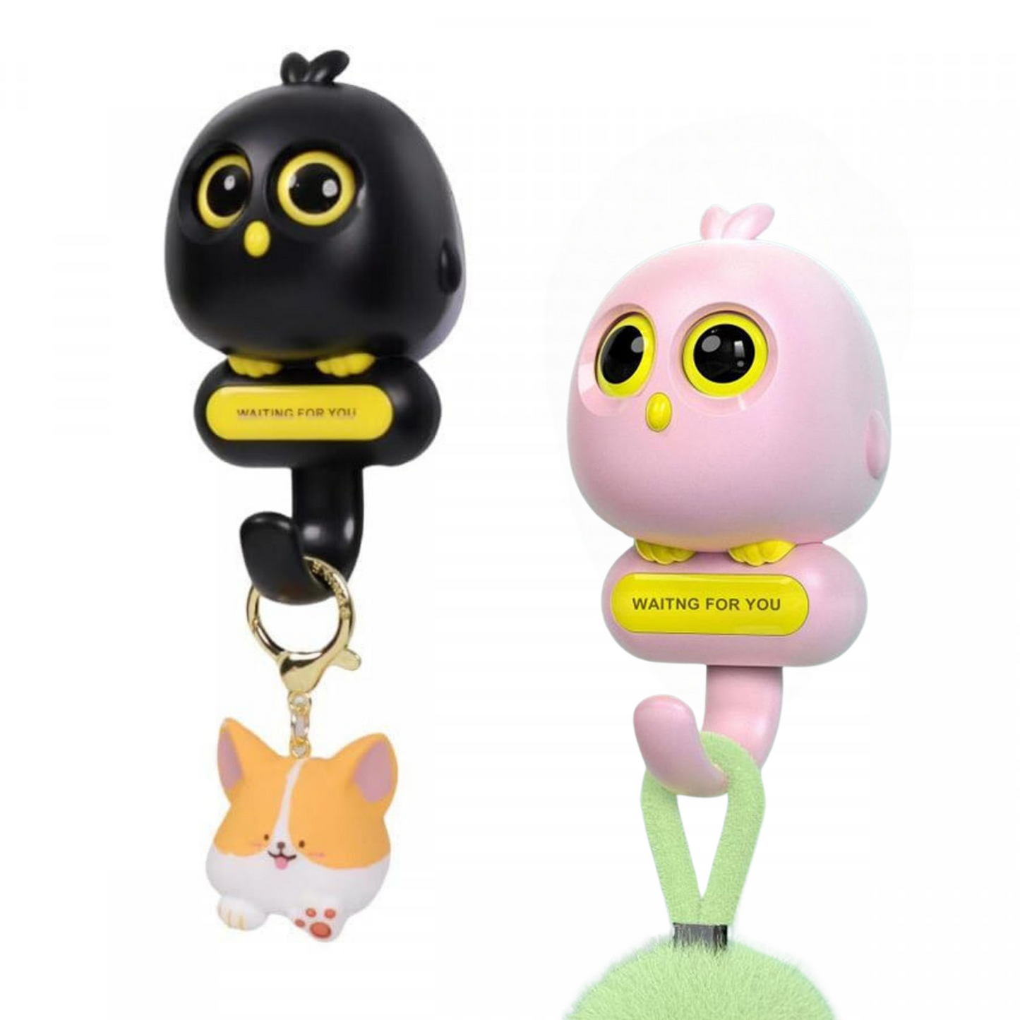 Cute Owl & Bird face Wall-Mounted Keychain Holder (Pack of 2)