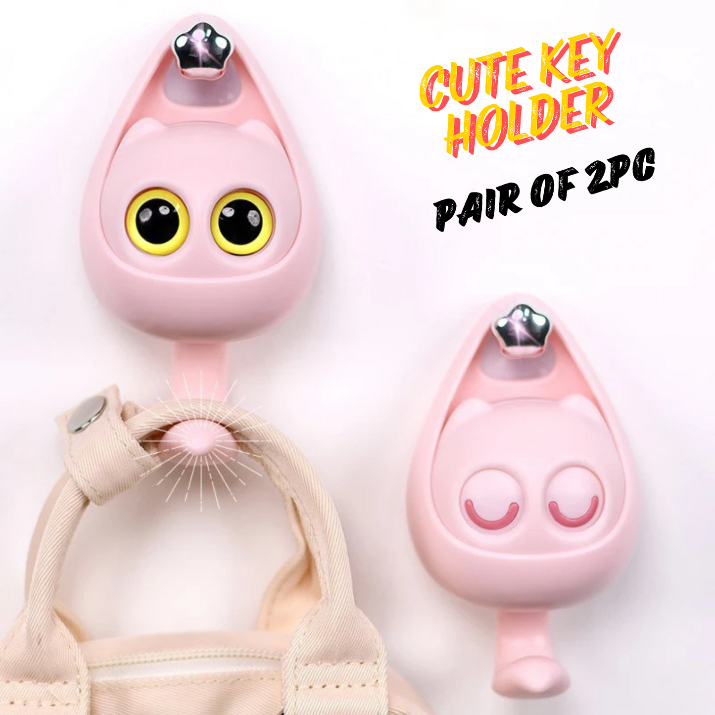 Cute Owl & Bird face Wall-Mounted Keychain Holder (Pack of 2)