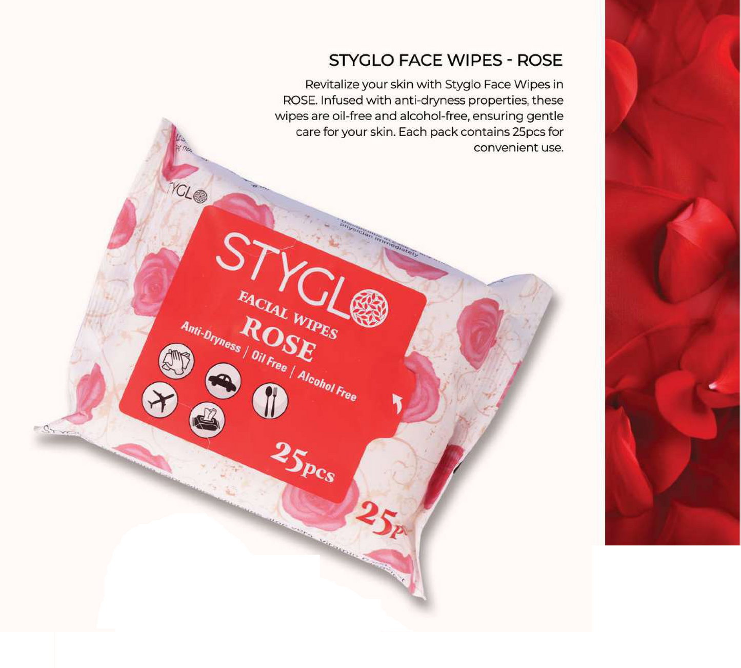 Styglo™- Rose Facial Wipes 